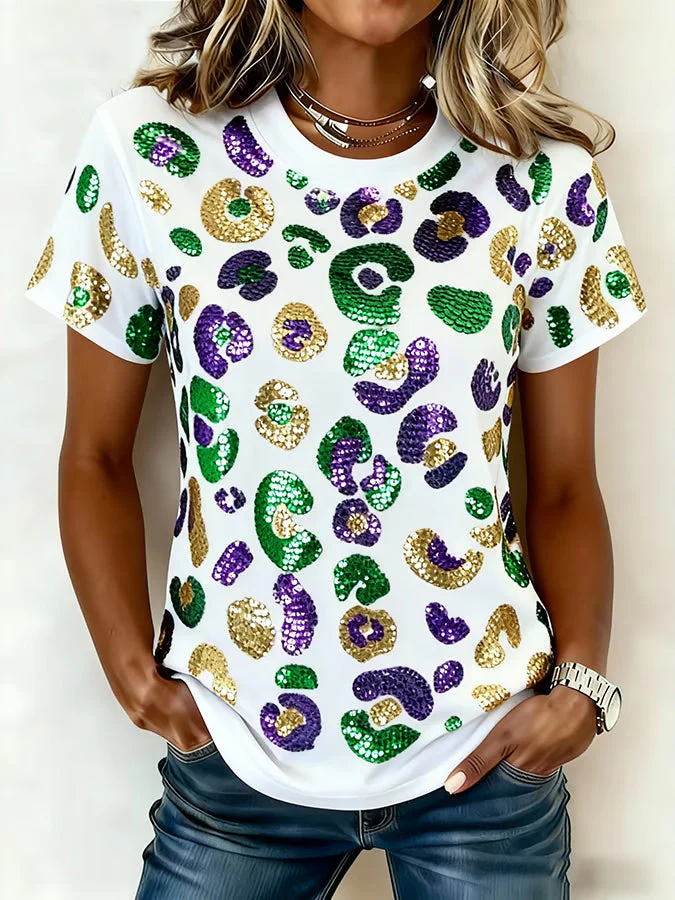 Mardi Gras Crew Neck T-shirt