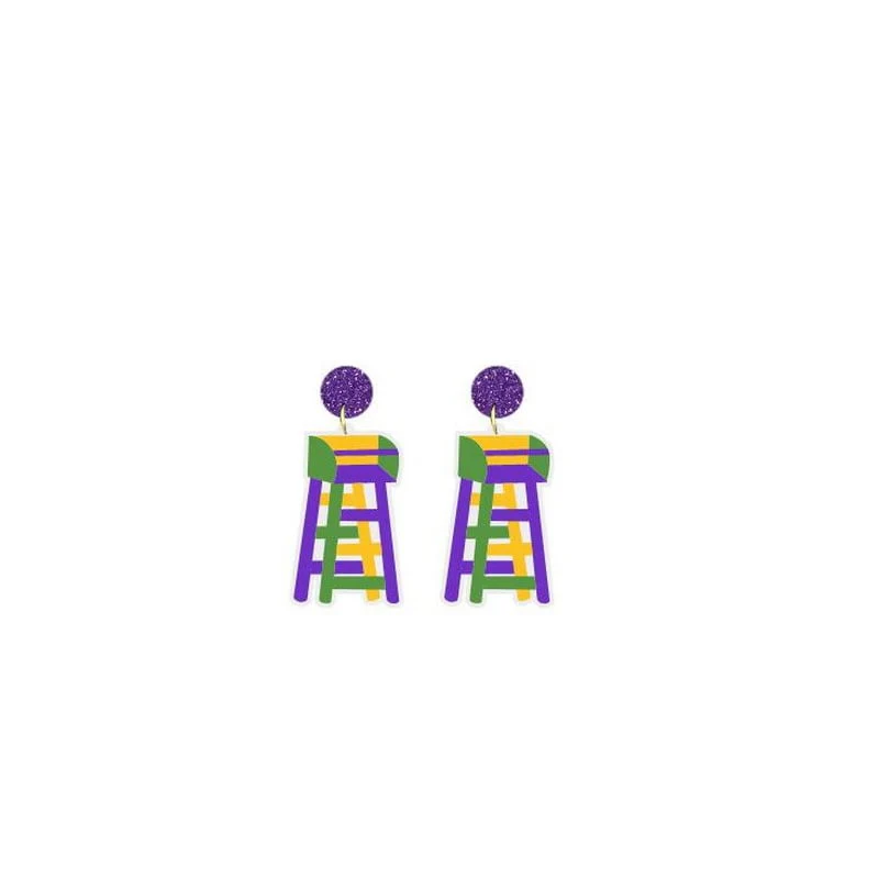 Mardi Gras Earrings(Single Side Printing)