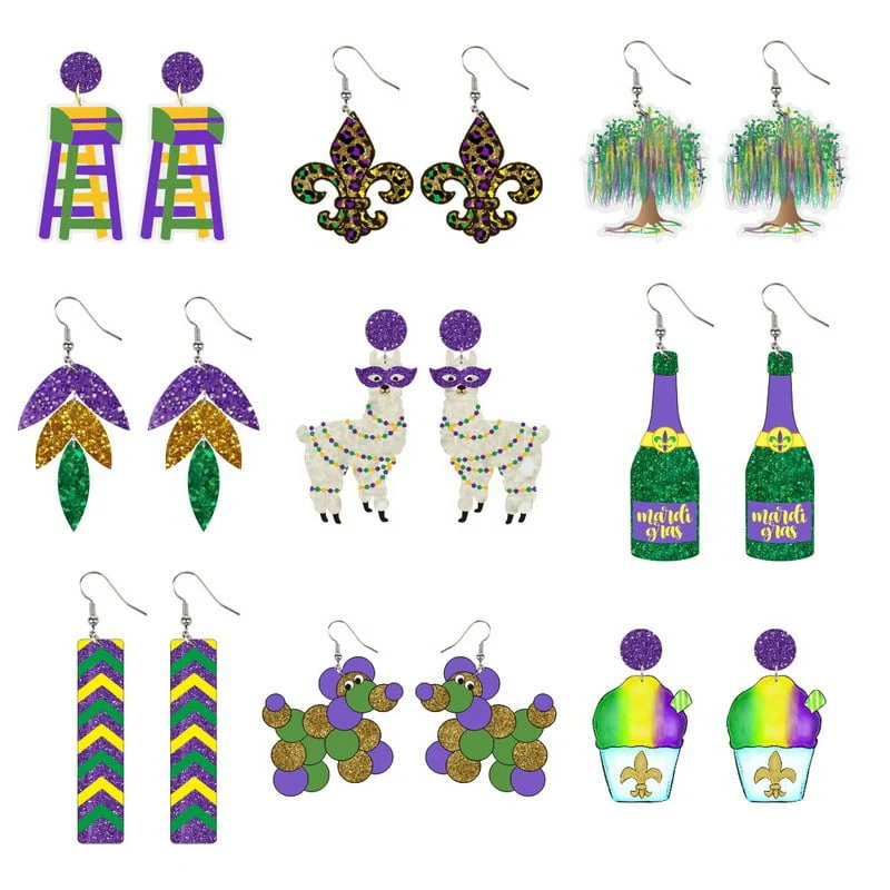 Mardi Gras Earrings(Single Side Printing) - Image 5