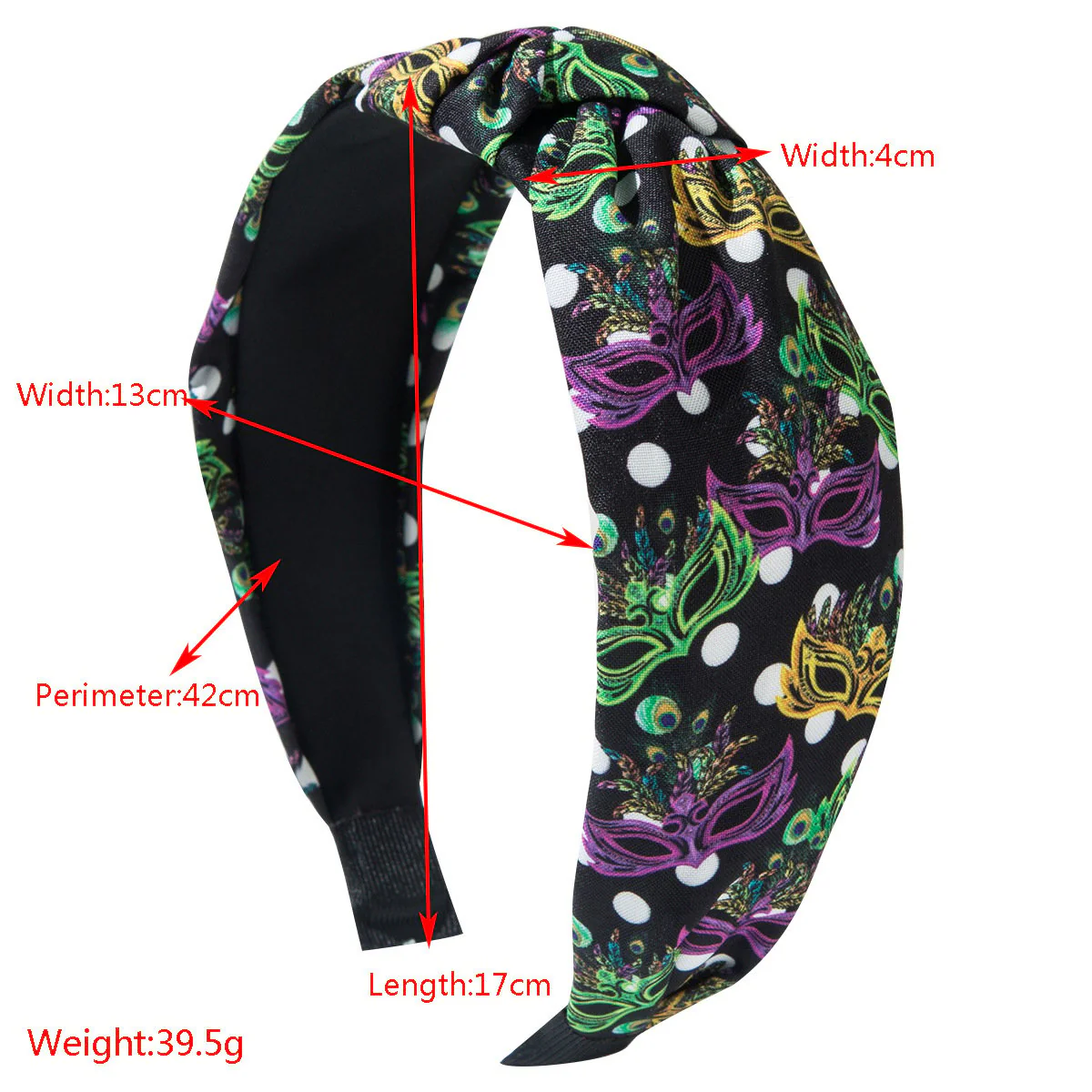 Mardi Gras Fabric Knotted Glasses Polka Dot Print Headband - Image 7