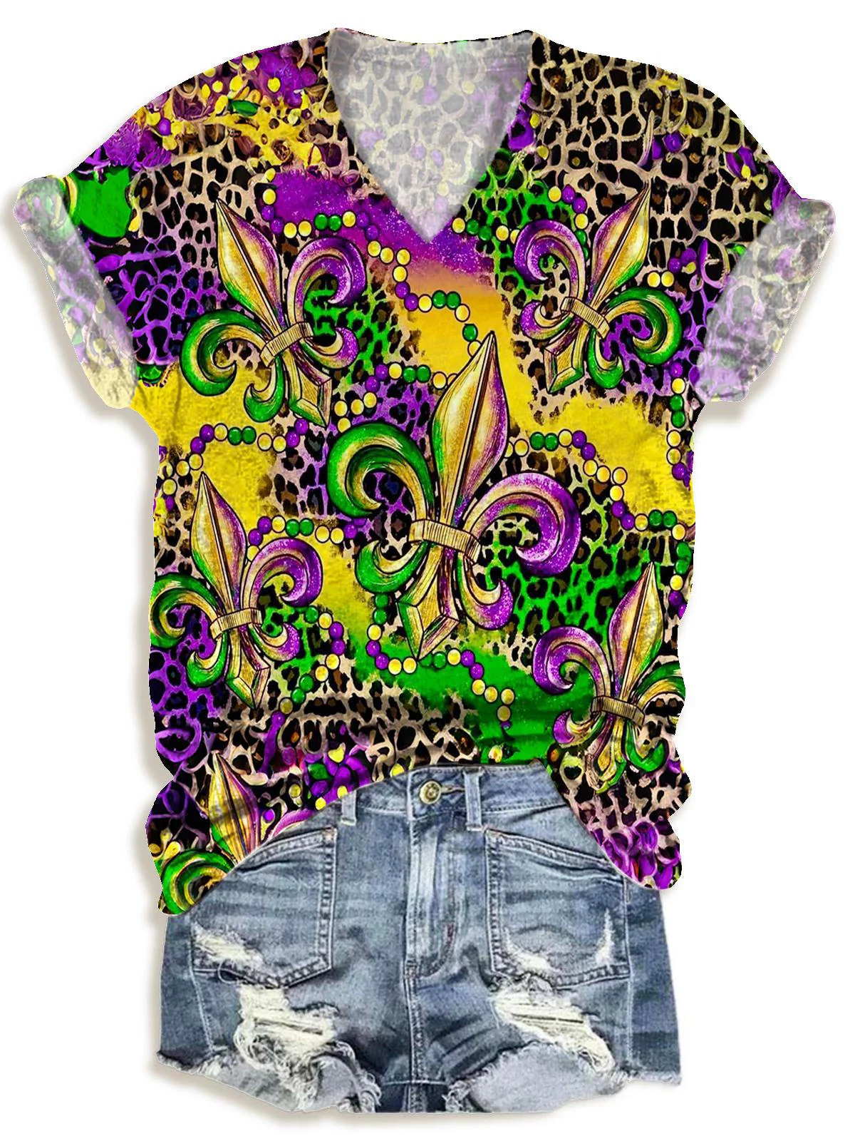 Mardi Gras V-neck T-Shirt