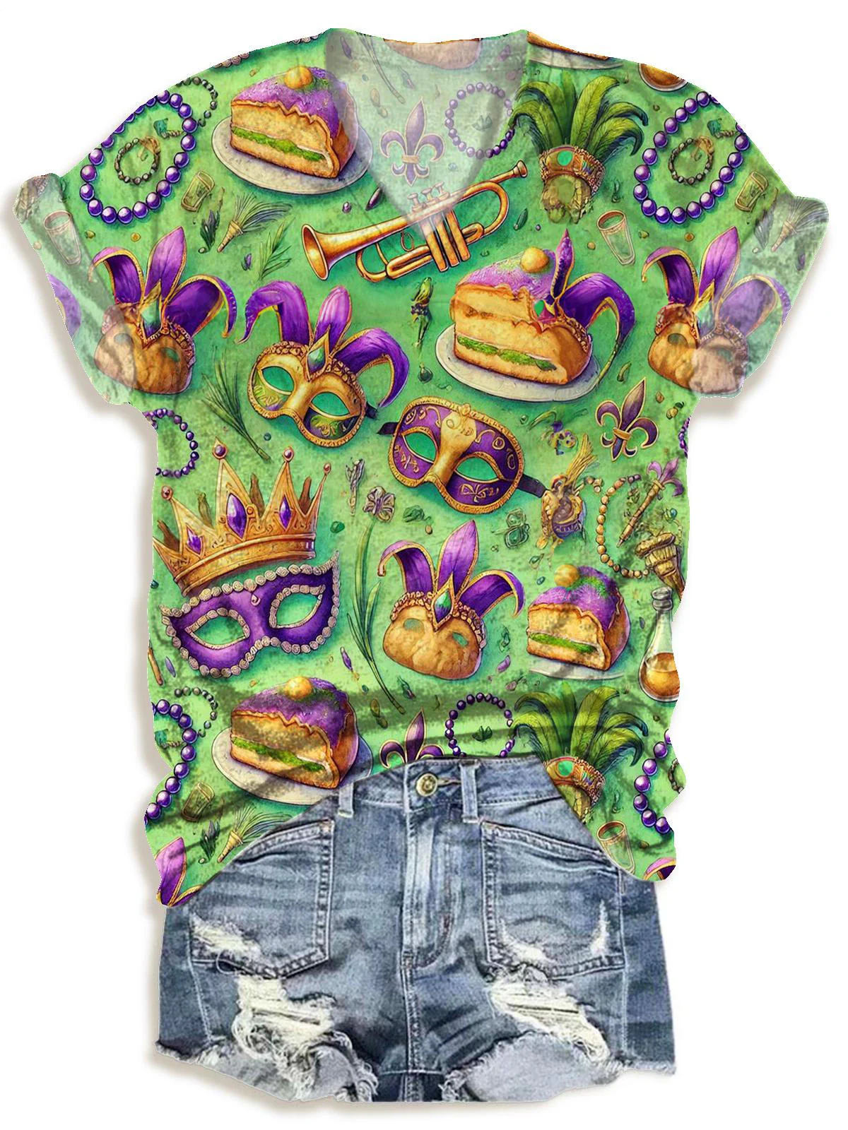 Mardi Gras V-neck T-Shirt