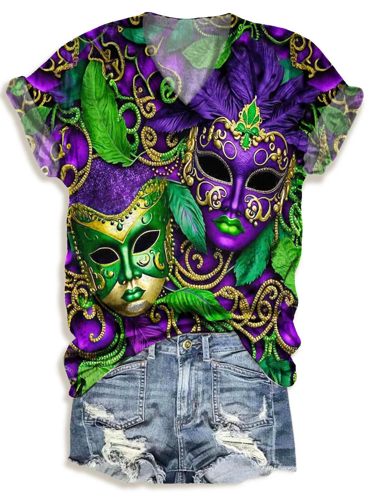 Mardi Gras V-neck T-Shirt