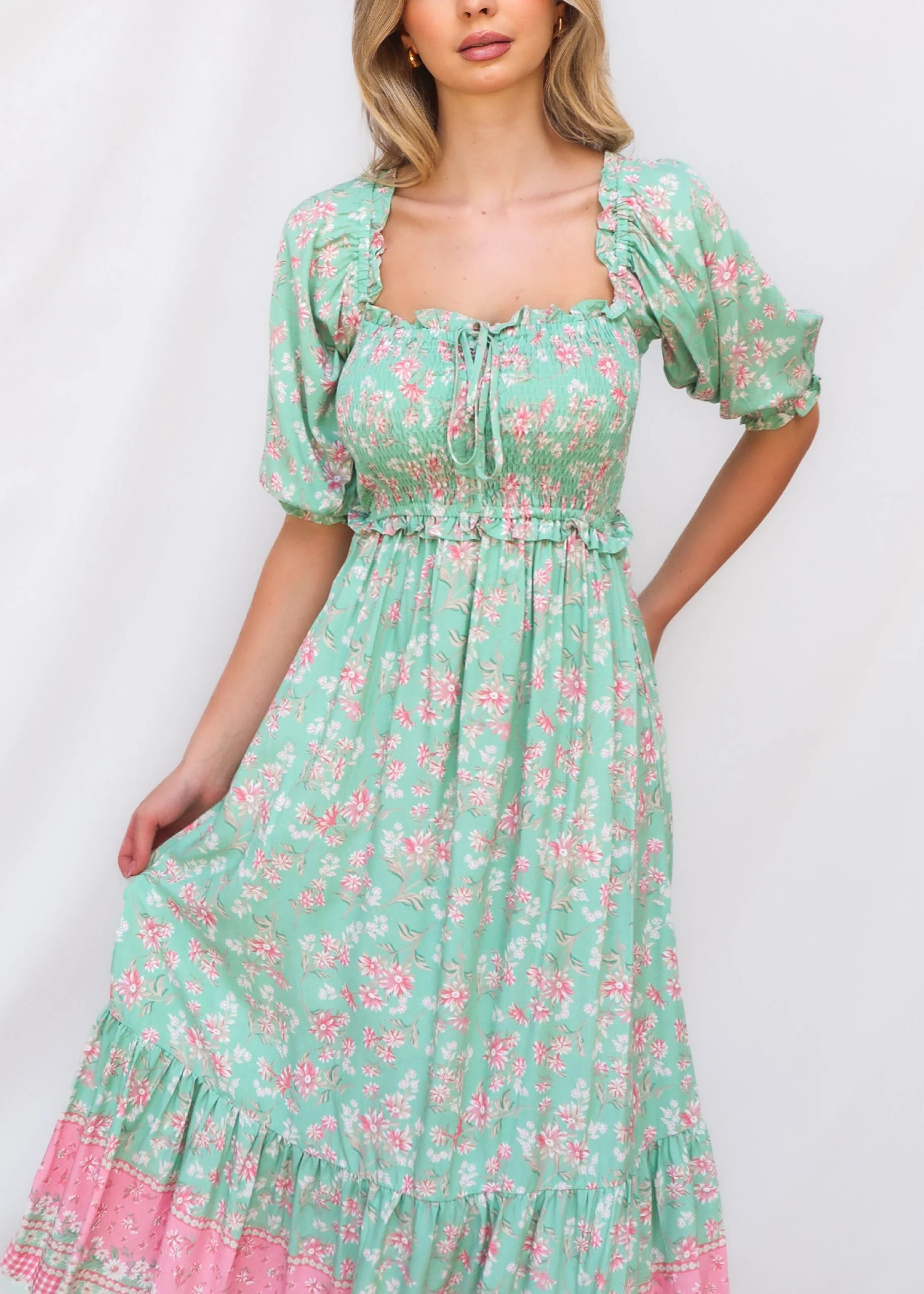 Marnie Midi Dress - Mint Floral - Image 3