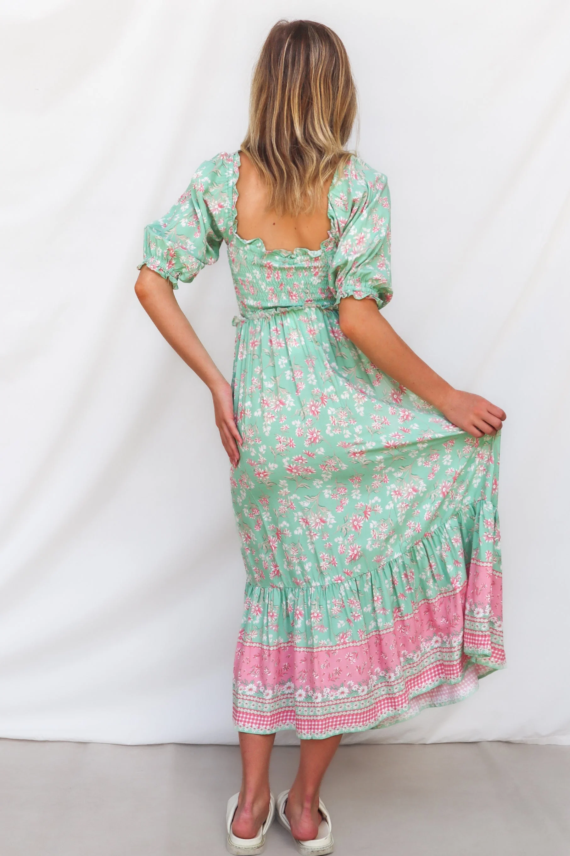 Marnie Midi Dress - Mint Floral - Image 4