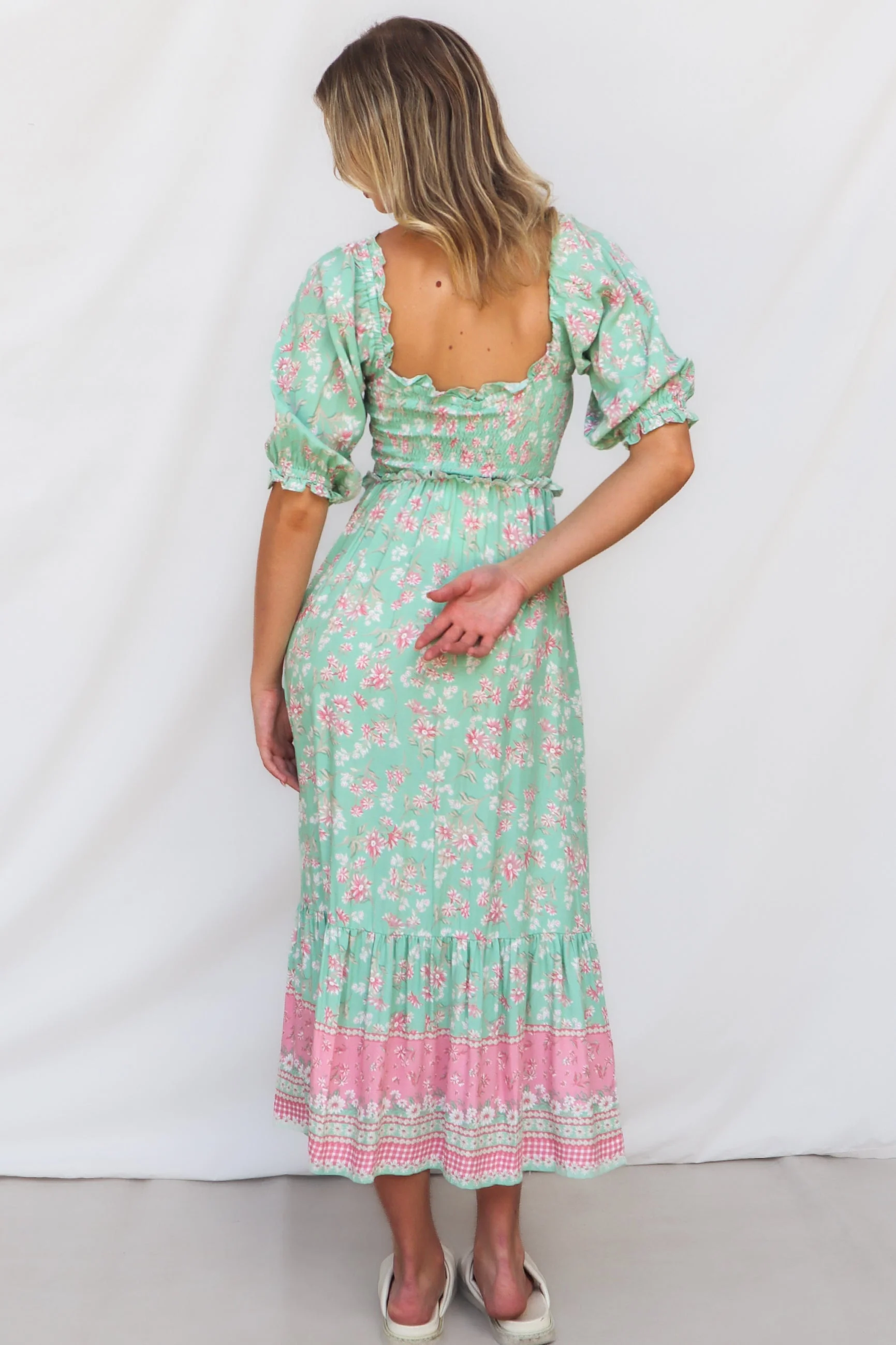 Marnie Midi Dress - Mint Floral - Image 5