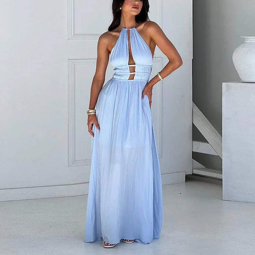 Halter Neck Cut Out Sleeveless Maxi Dress - Image 2