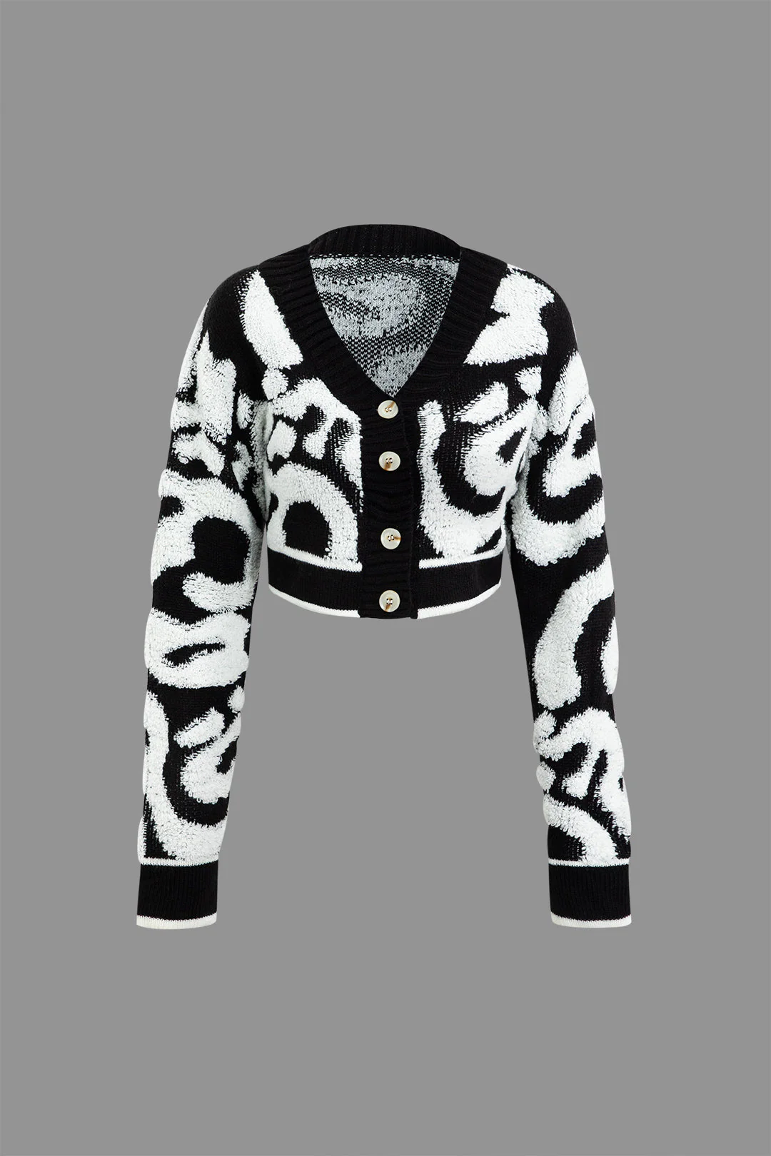 Colorblock V-neck Knit Button Up Cardigan - Image 5