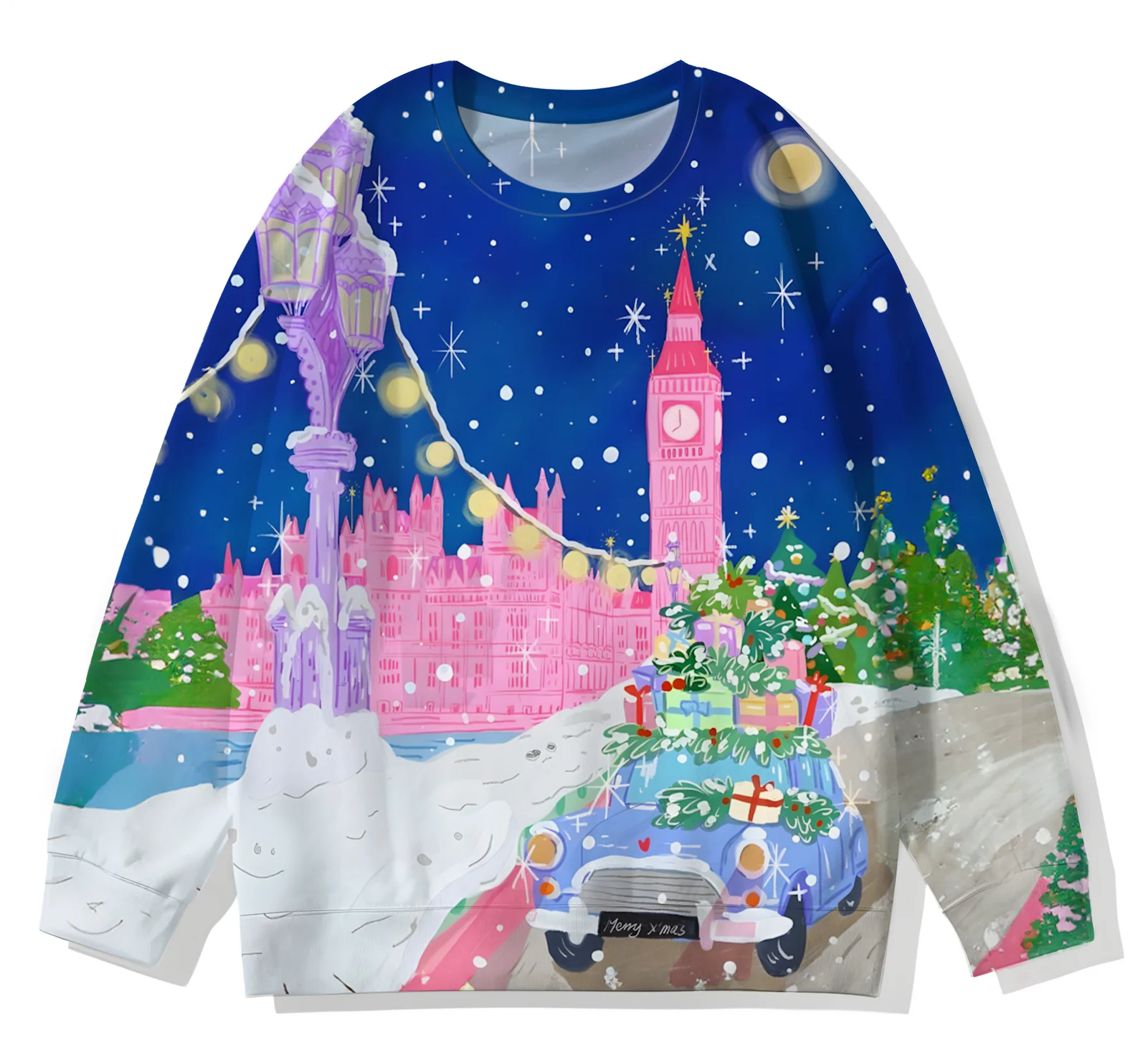 Merry Christmas Printed Long Sleeve Casual Top