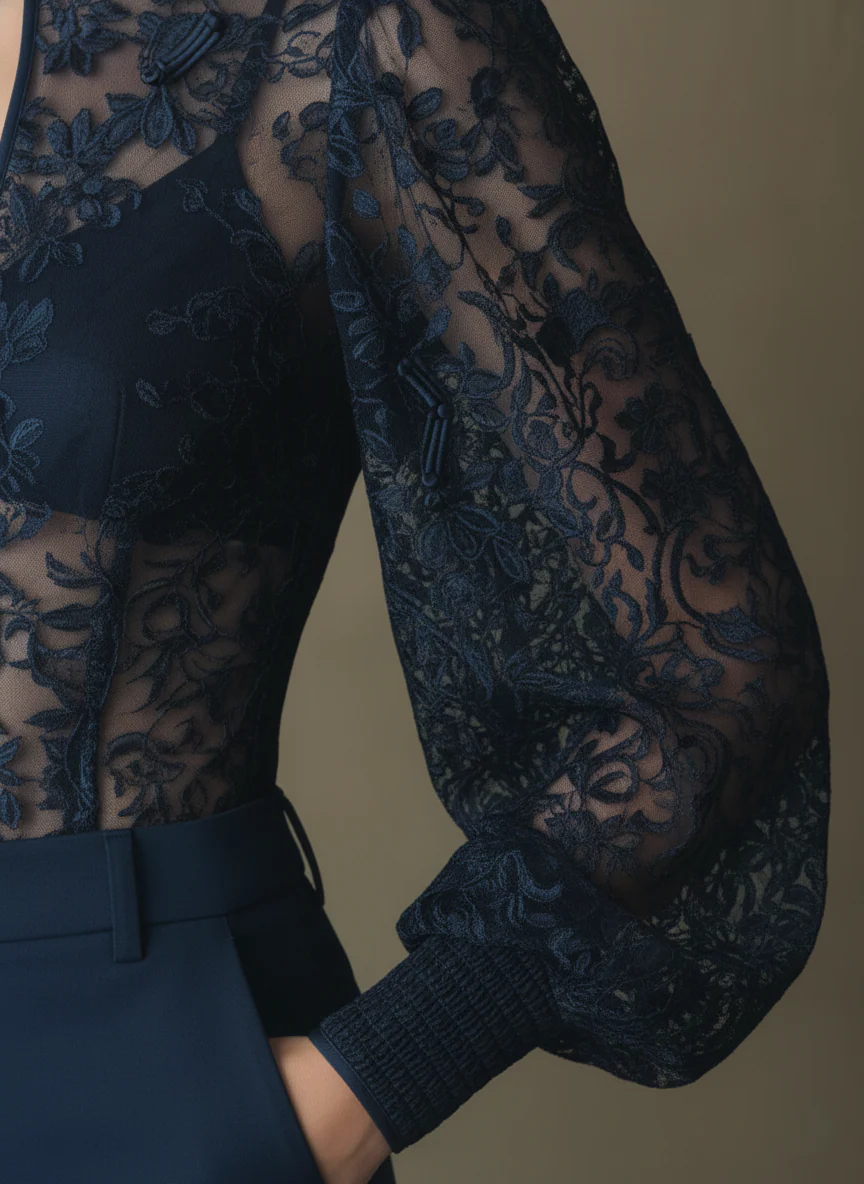 Midnight Bloom Lace Blouse - Image 4