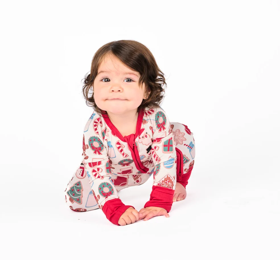 Milk and Cookies Christmas Holiday Bamboo Baby Pajamas - Image 3