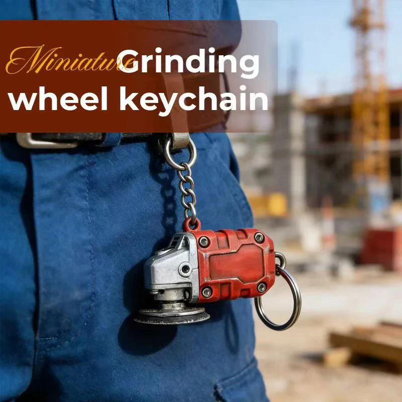 Miniature Grinding Wheel Keychain - Metal Tool Charm