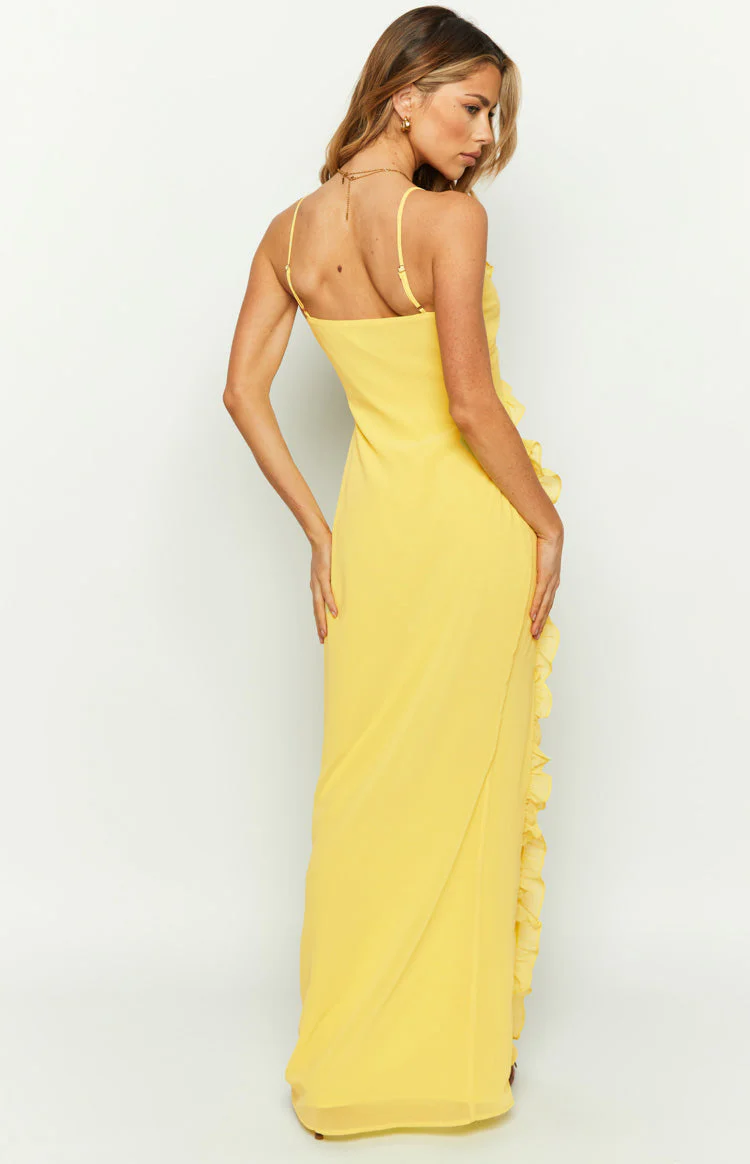 Nahanee Yellow Ruffle Maxi Dress - Image 5