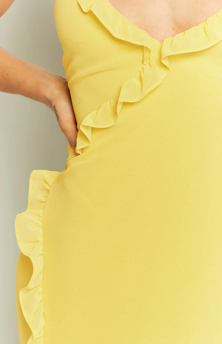 Nahanee Yellow Ruffle Maxi Dress - Image 6