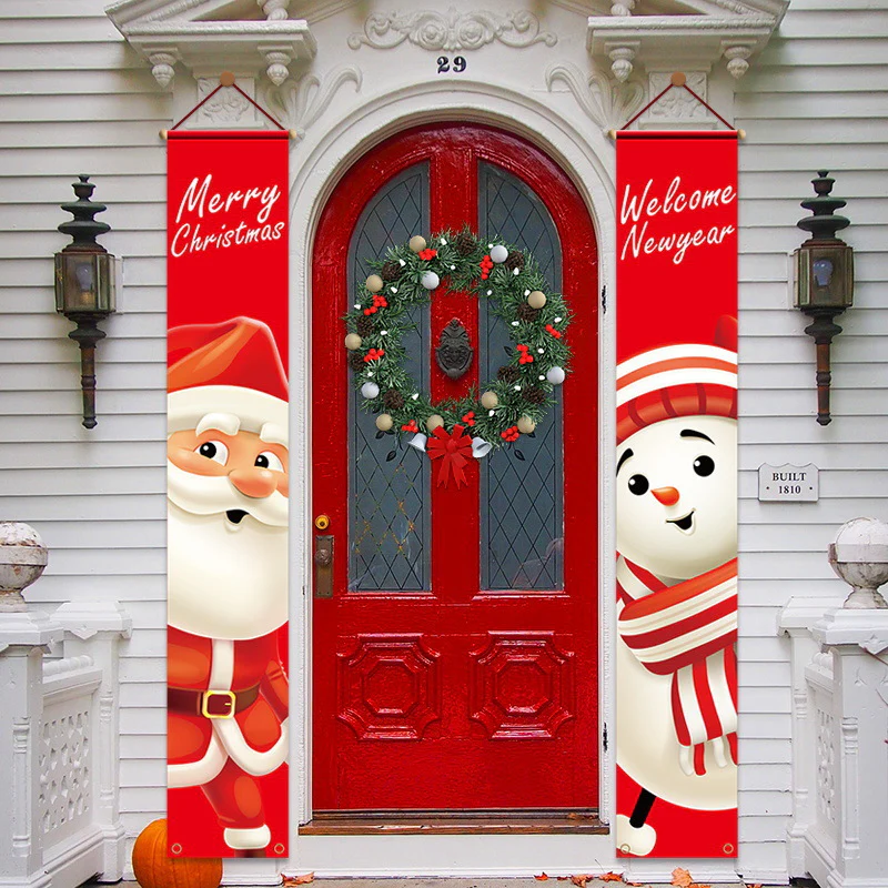 New Christmas Decoration Supplies Plaid Door Curtain Hanging Flag Door Hanging Party Atmosphere Layout Couplet Hanging Flag - Image 7