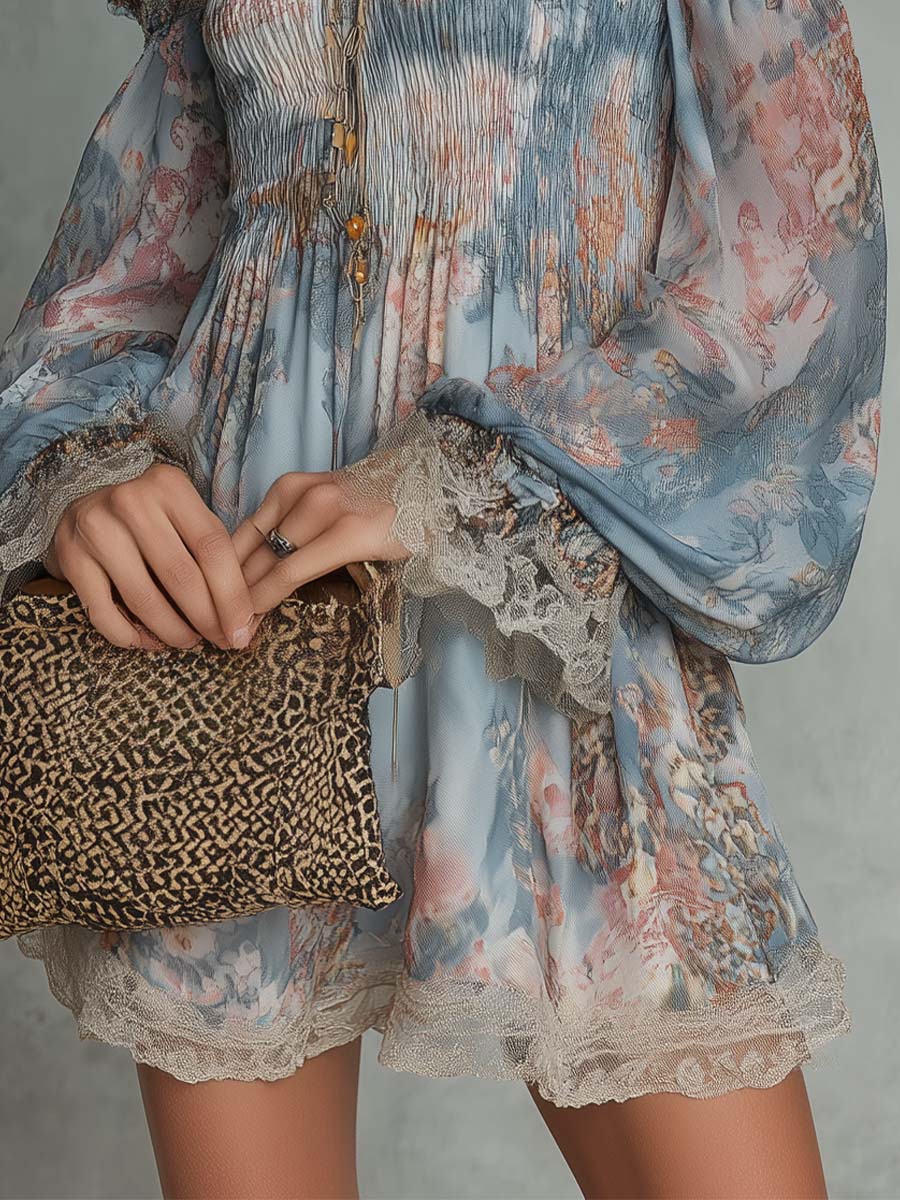Off-Shoulder Smocked Chiffon Mini Dress - Image 6