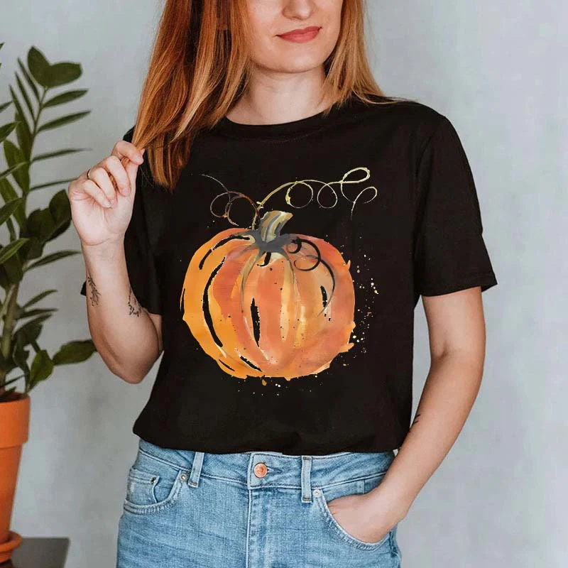 Oil Painting Pumpkin Printed Women's T-shirt - Image 2
