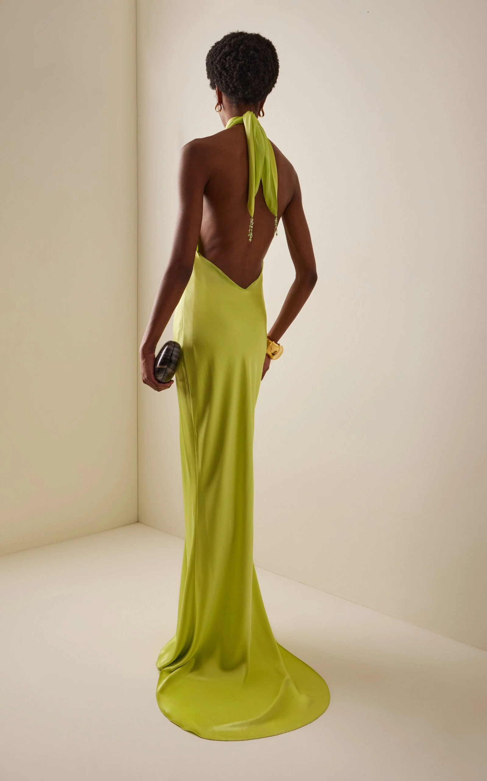 Olivia Cross-Halter Satin Maxi Dress - Image 2