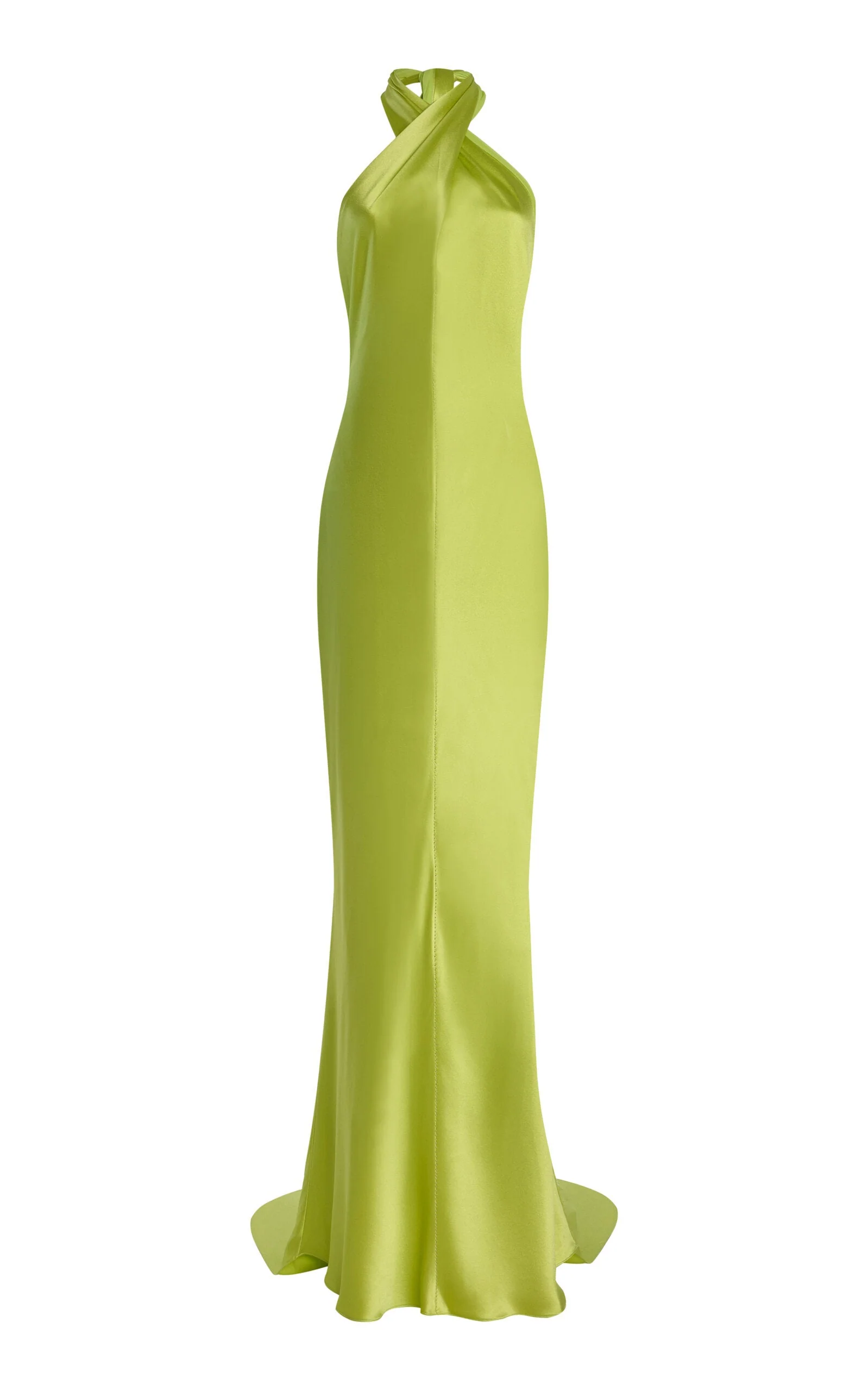 Olivia Cross-Halter Satin Maxi Dress - Image 4