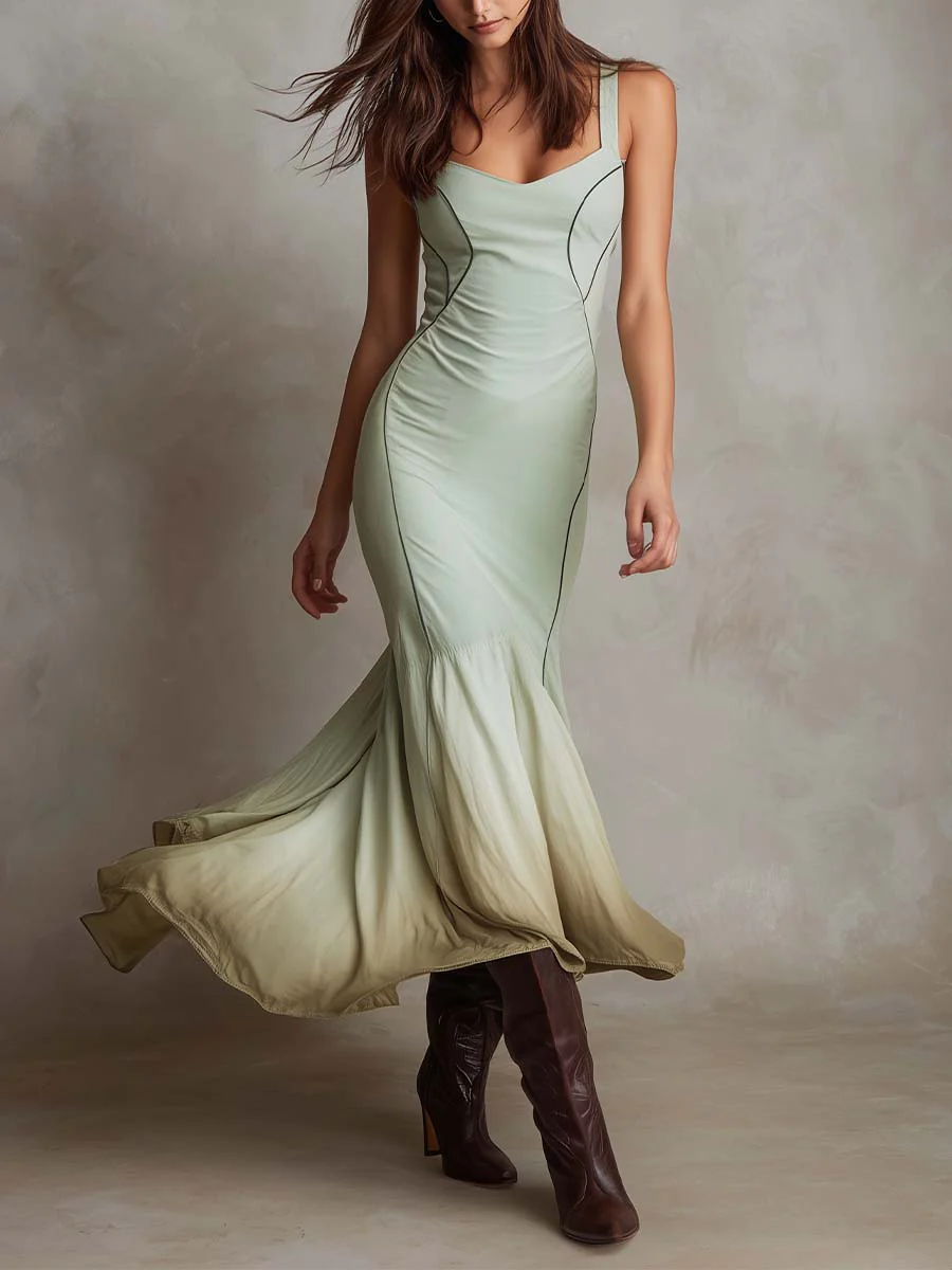 Ombre Flowy-Hem Bodycon Maxi Dress - Image 2