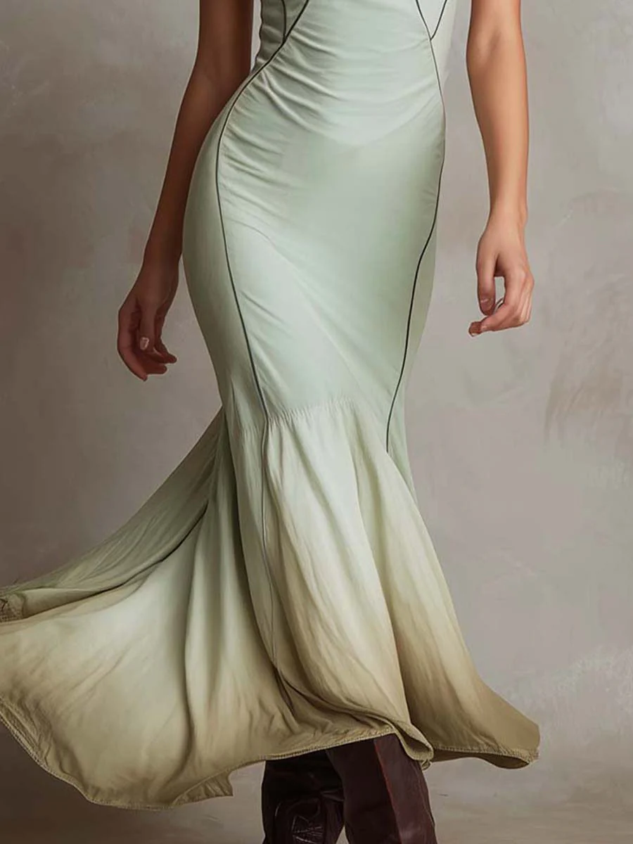 Ombre Flowy-Hem Bodycon Maxi Dress - Image 4