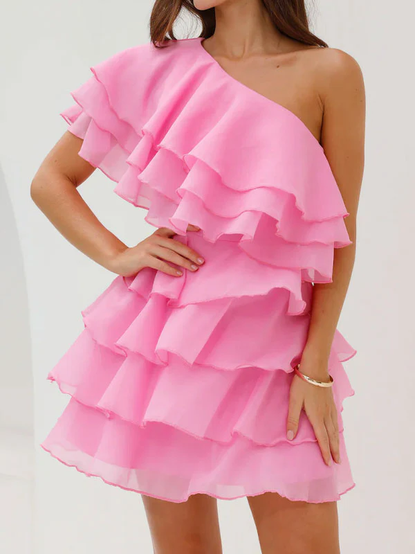One shoulder mesh dress - Image 4