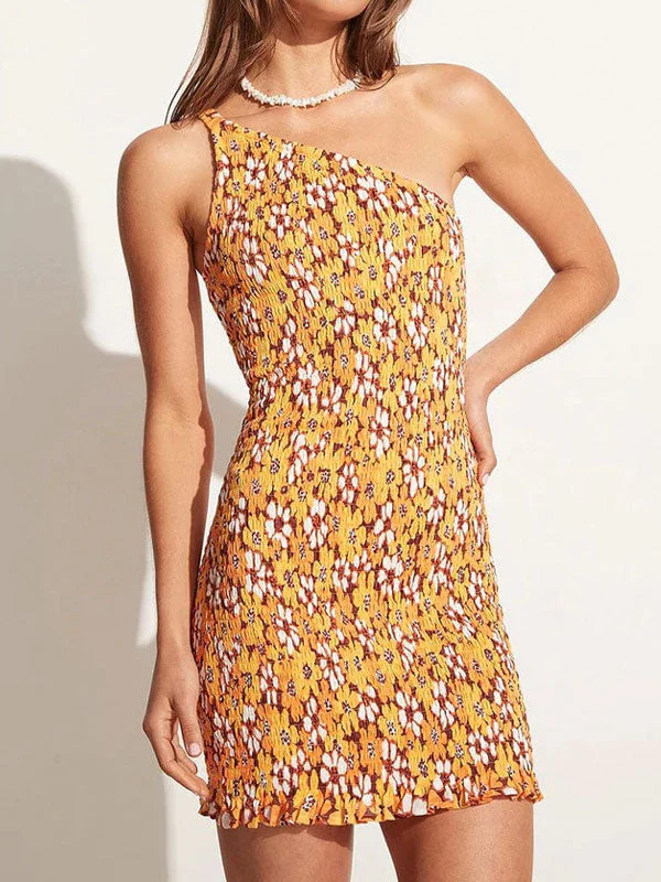 One shoulder pleated dress - Image 3