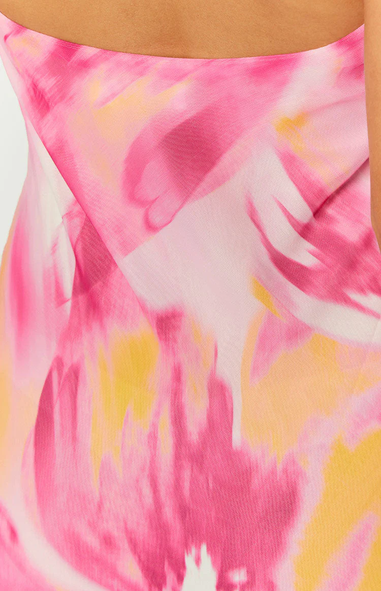 Orleans Pink Hibiscus Print Maxi Dress - Image 6