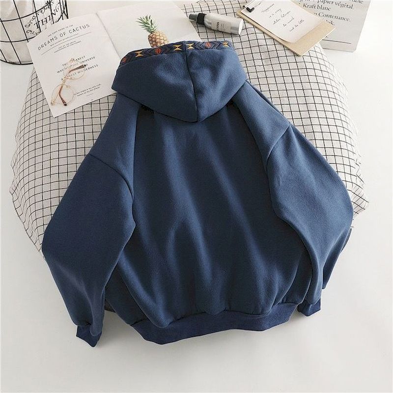 Oversized Design Sense Hoodies Women Casual Fashion Hoodie Autumn Winter Plus Velvet Thick Niche Embroidered Hooded Jacket Trend - Image 3