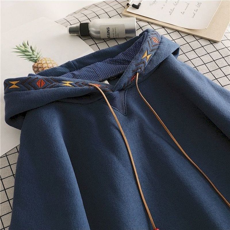 Oversized Design Sense Hoodies Women Casual Fashion Hoodie Autumn Winter Plus Velvet Thick Niche Embroidered Hooded Jacket Trend - Image 4