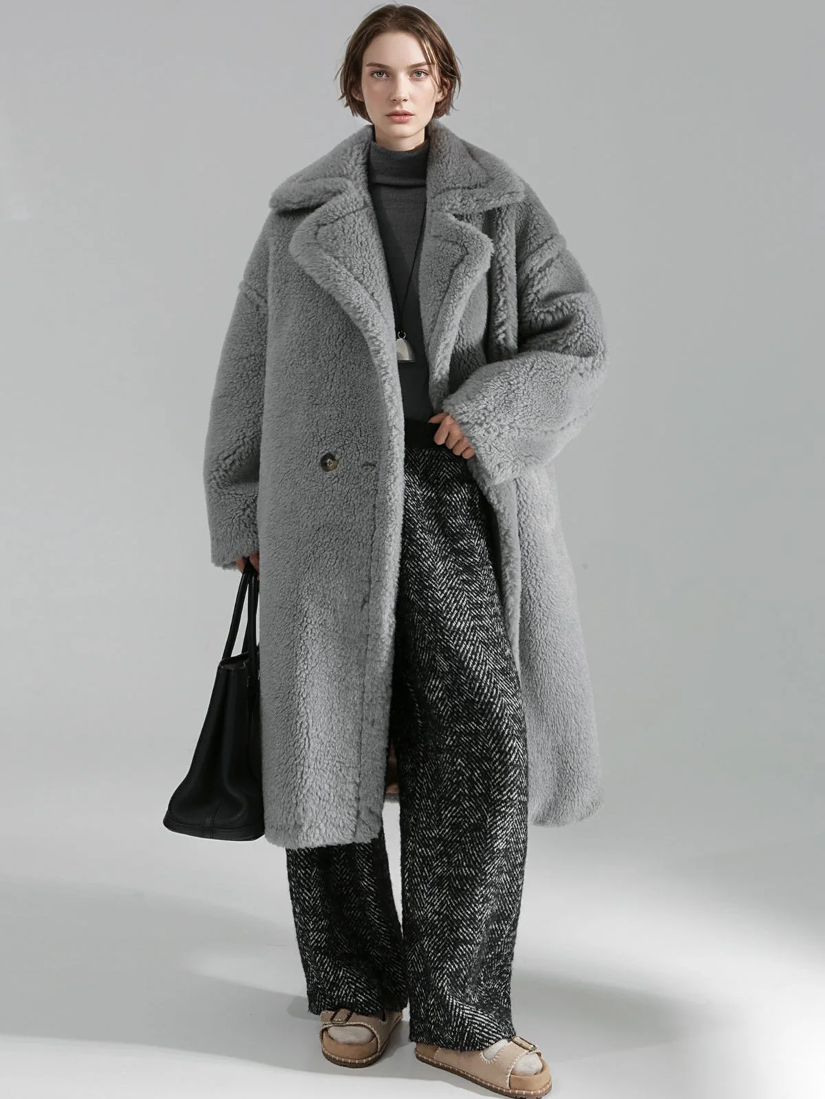 Oversized Teddy Fleece Coat for Women – Thick Shearling Jacket with Full Lining and Alpaca Wool Blend for Fall Winter - Image 6