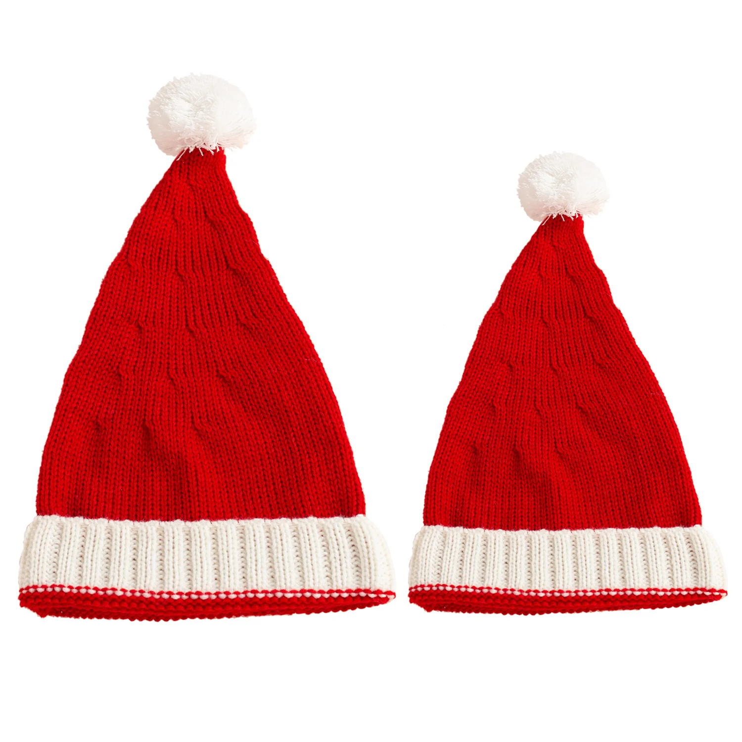 Party Hat Christmas Hat Fluffy Ball Cap Red and Green Striped Warm Hat Parent-Child Hat Santa Claus Hat - Image 6