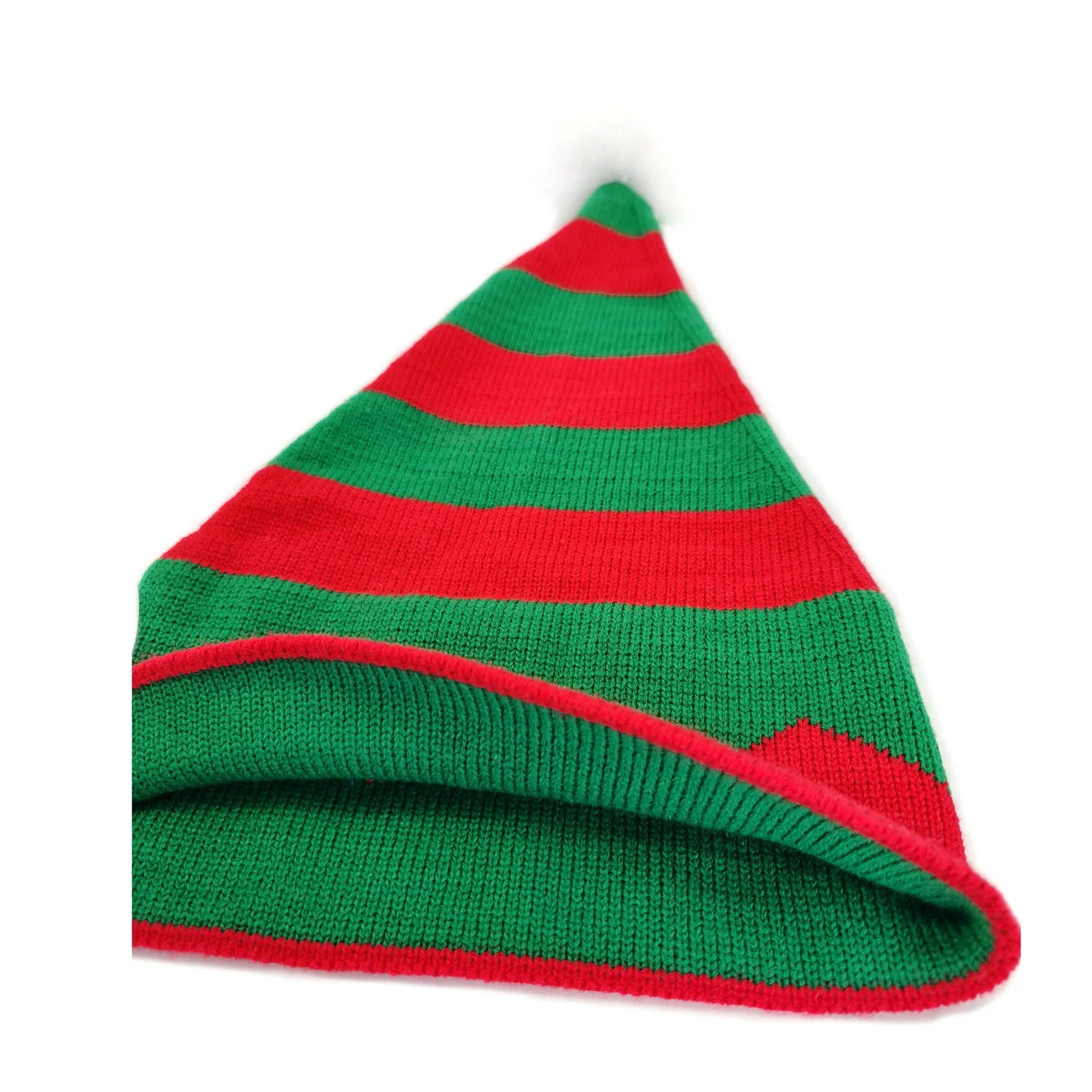 Party Hat Christmas Hat Fluffy Ball Cap Red and Green Striped Warm Hat Parent-Child Hat Santa Claus Hat - Image 8