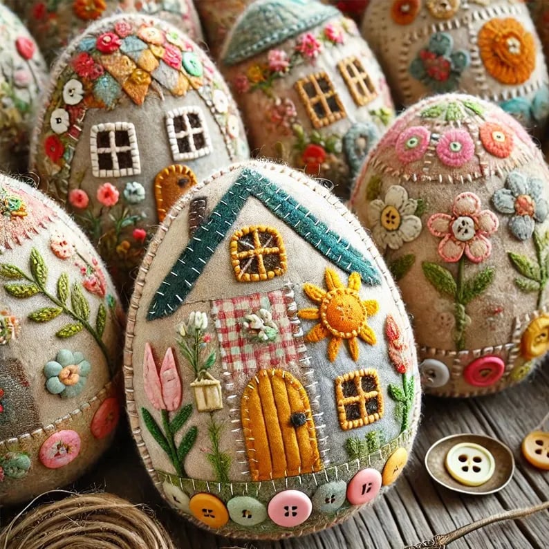 🏡🥚Patchwork Felt Egg House DIY Kit