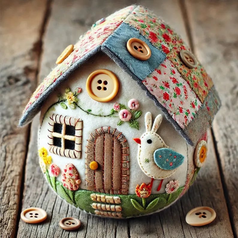 🏡🥚Patchwork Felt Egg House DIY Kit - Image 2