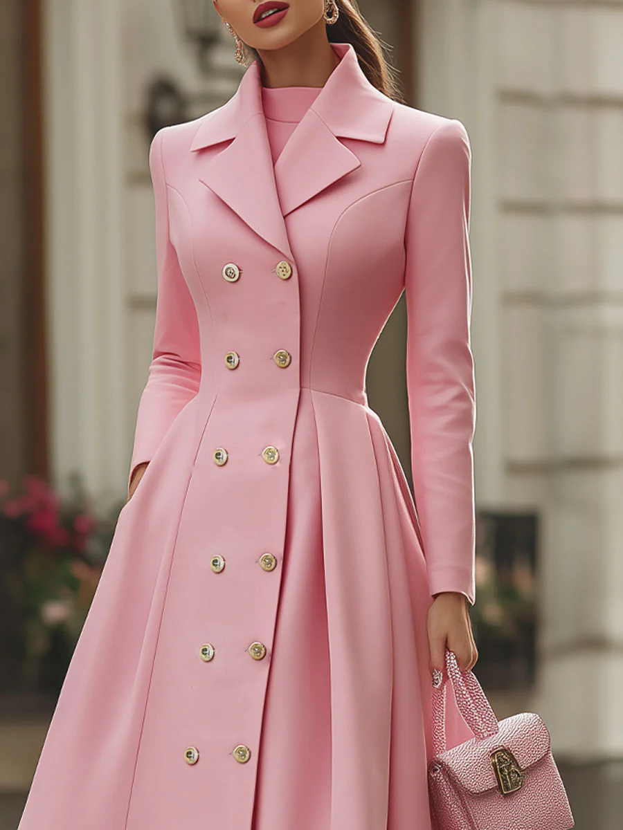 Pink Double-Breasted Trench Coat Dress - Image 2
