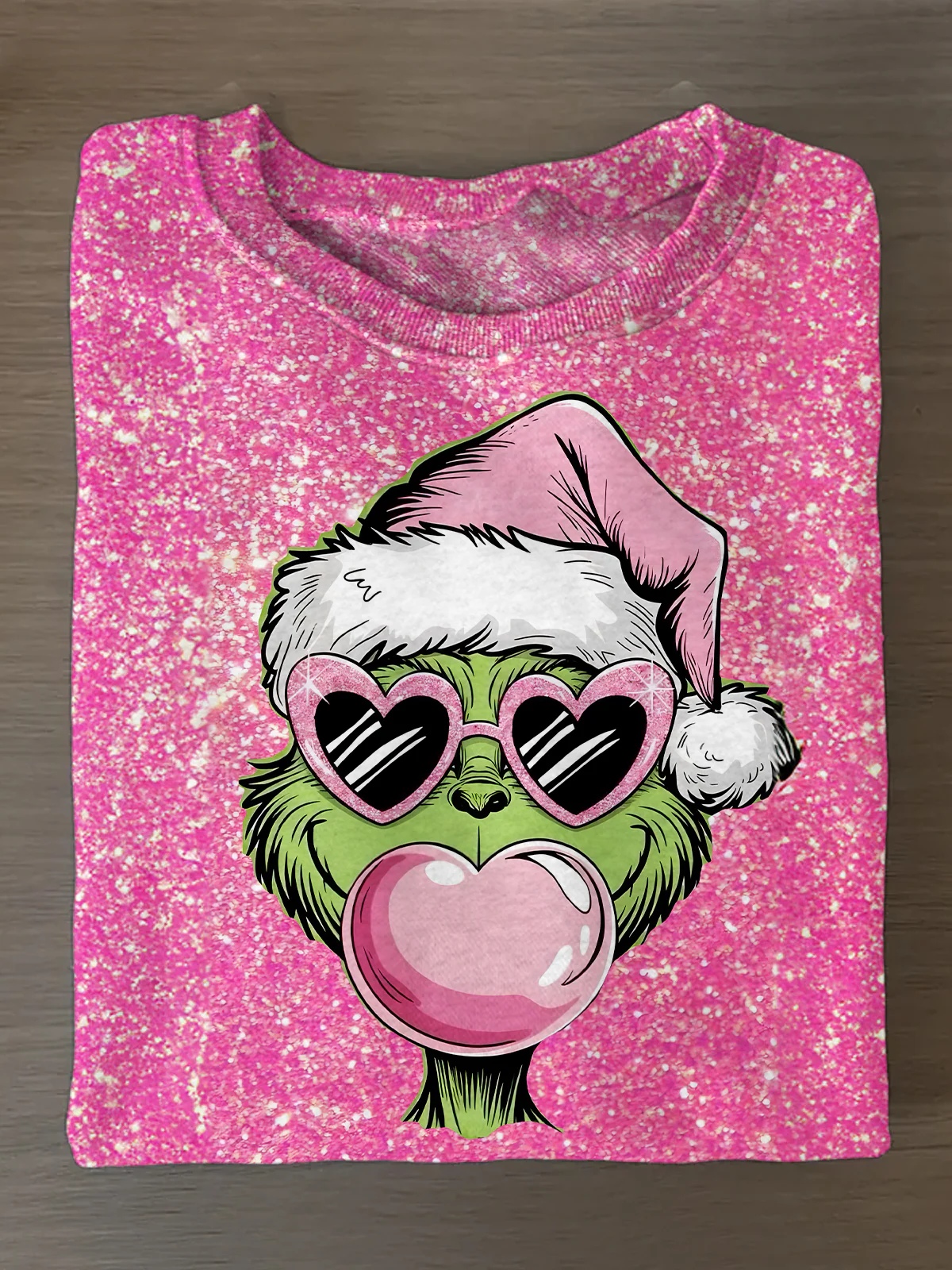 Pink Grinch Valentine's Day Printed Long Sleeve Casual Top