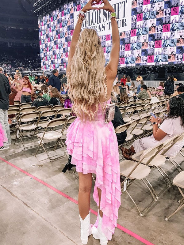 Pink ruched mini dress - Image 2