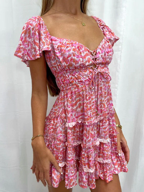 Pink v neck dress - Image 2