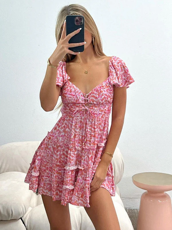 Pink v neck dress - Image 3