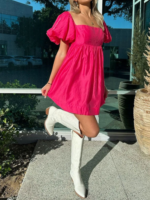 Puffle sleeve mini dress in rosemary