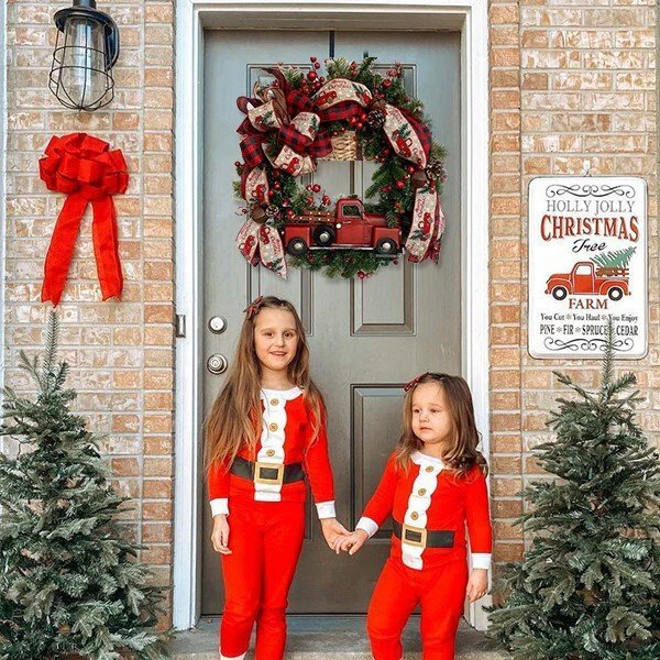 Red Truck Buffalo Plaid Christmas Wreath - Image 5