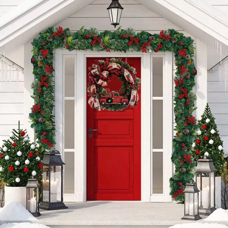 Red Truck Buffalo Plaid Christmas Wreath - Image 6