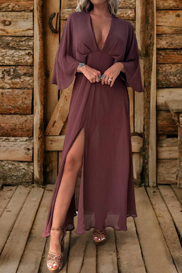 Romantic Deep V-Neck Bell Sleeve Dress - Image 2
