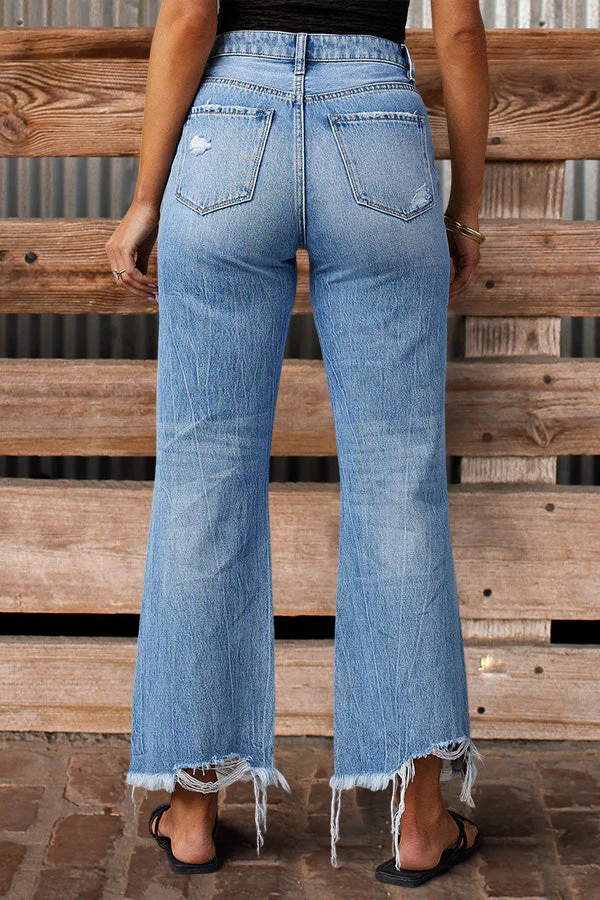 Vintage Washed Ripped Wide Leg Jeans - Image 2