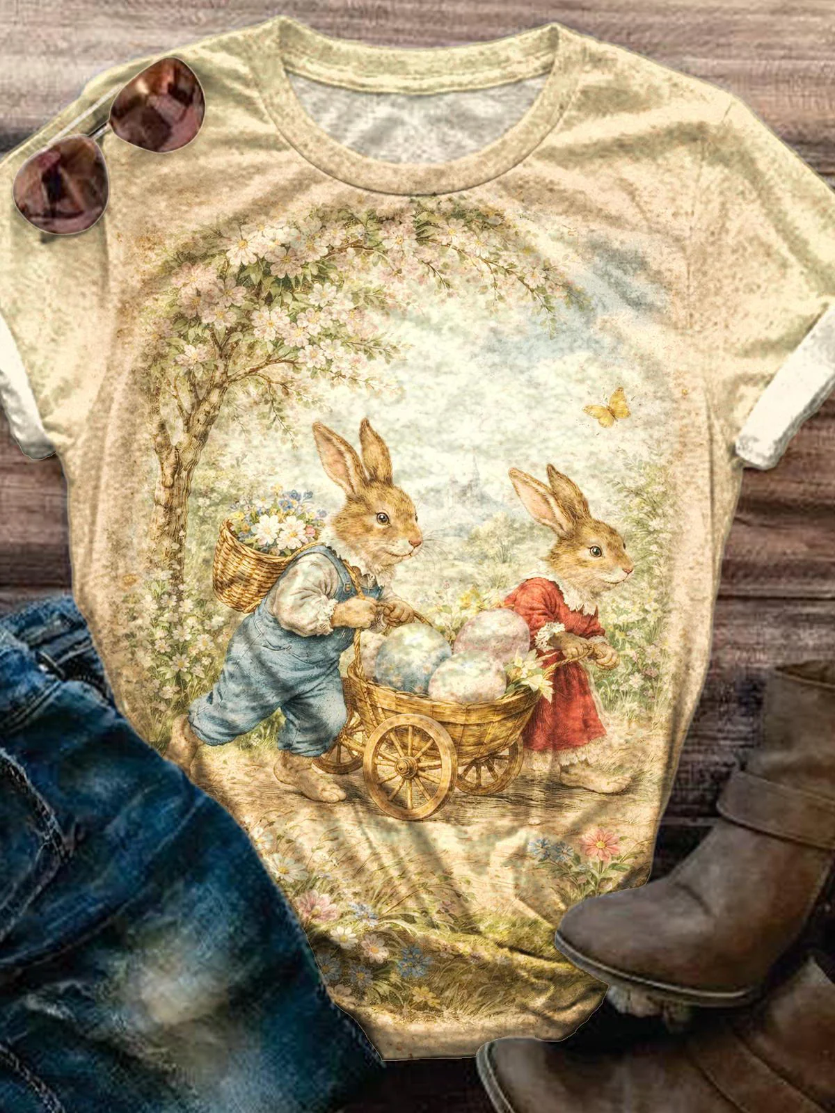 Retro Easter Day Crew Neck T-shirt