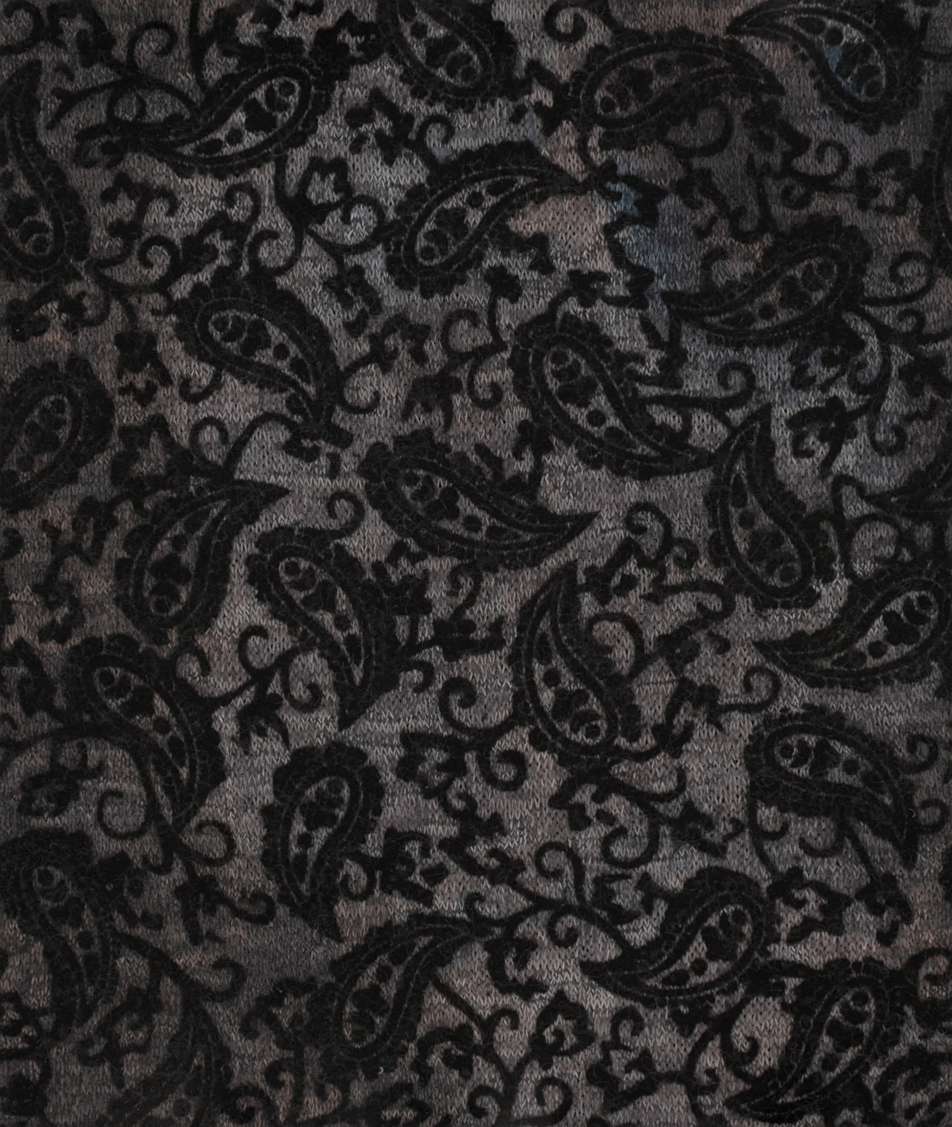 Retro Paisley Flocked Knitted Zipper Blouse - Image 4