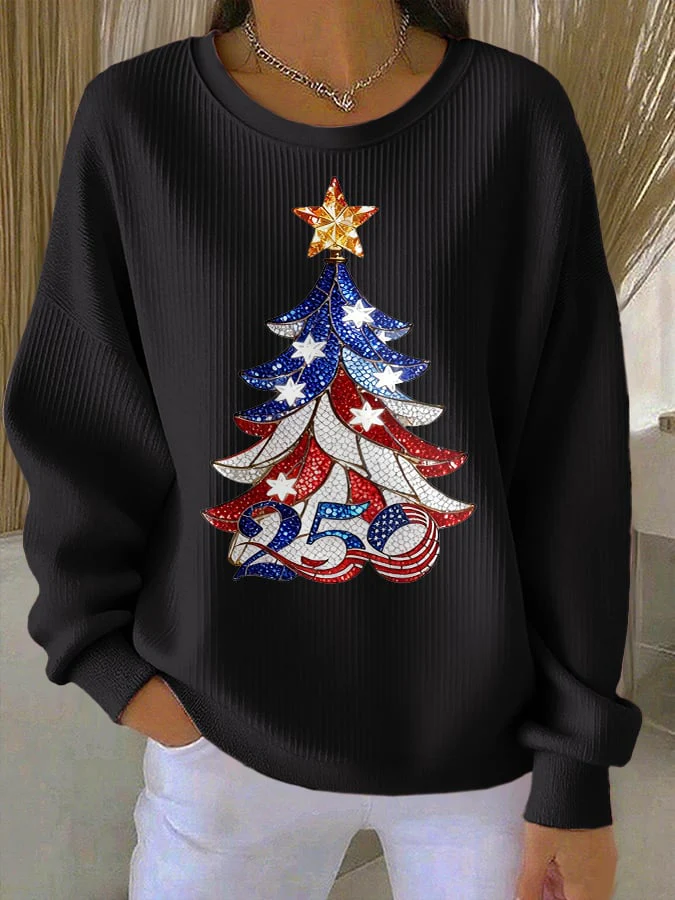 Retro Patriotic Christmas 1776–2026 250th Anniversary Print Sweatshirt - Image 2