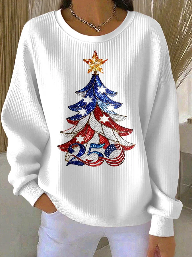 Retro Patriotic Christmas 1776–2026 250th Anniversary Print Sweatshirt - Image 3