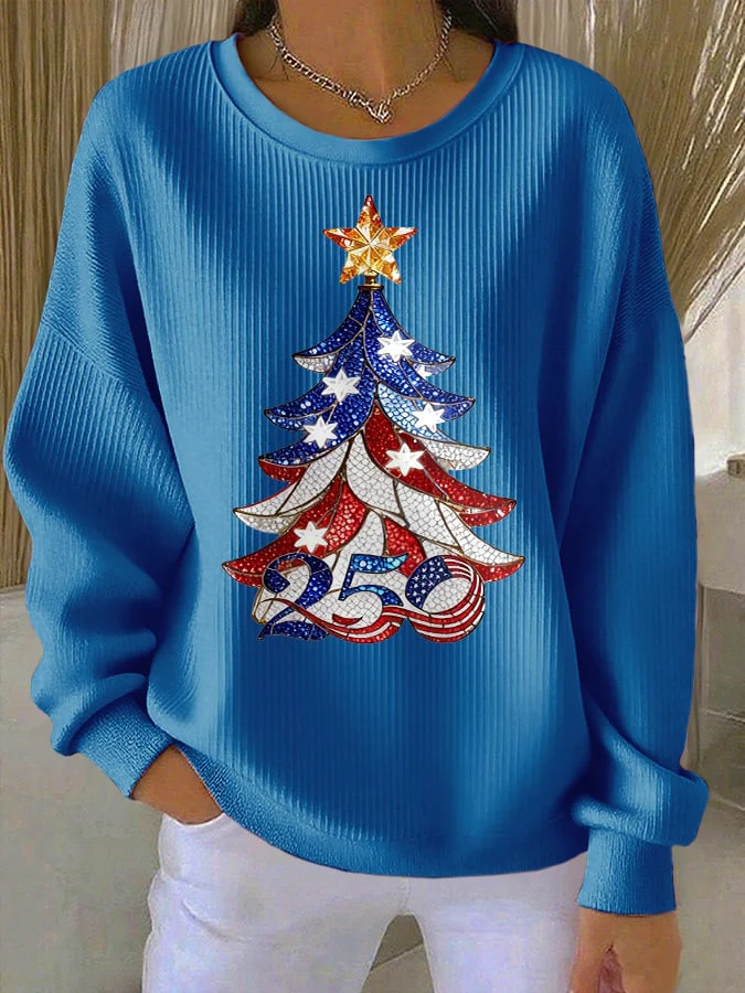 Retro Patriotic Christmas 1776–2026 250th Anniversary Print Sweatshirt - Image 5